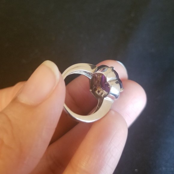 Heart Engagement ring - size 5 - amethyst and CZ - Picture 8 of 15